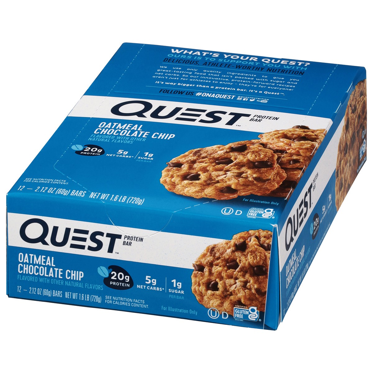 slide 3 of 9, Quest Oatmeal Chocolate Chip Protein Bar 12 - 2.12 oz Bars, 12 ct