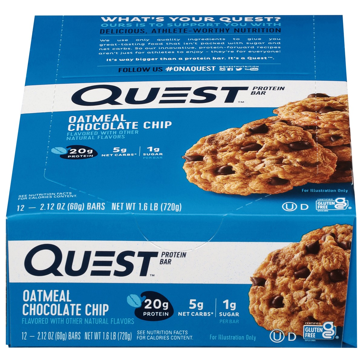 slide 1 of 9, Quest Oatmeal Chocolate Chip Protein Bar 12 - 2.12 oz Bars, 12 ct