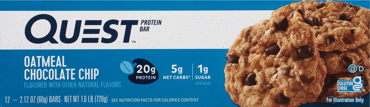 slide 7 of 9, Quest Oatmeal Chocolate Chip Protein Bar 12 - 2.12 oz Bars, 12 ct