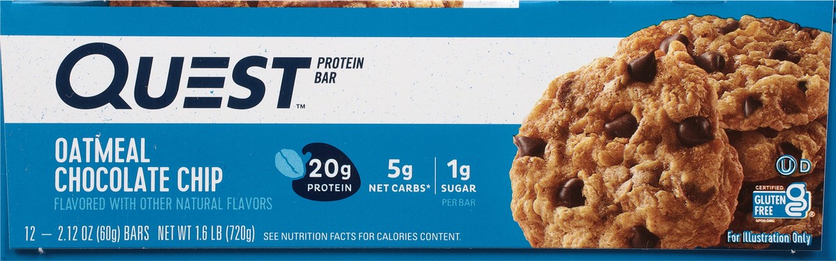 slide 8 of 9, Quest Oatmeal Chocolate Chip Protein Bar 12 - 2.12 oz Bars, 12 ct