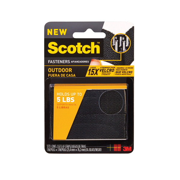 slide 1 of 1, Scotch Outdoor Fasteners - Black, 2 ct; 1 in x 3 in