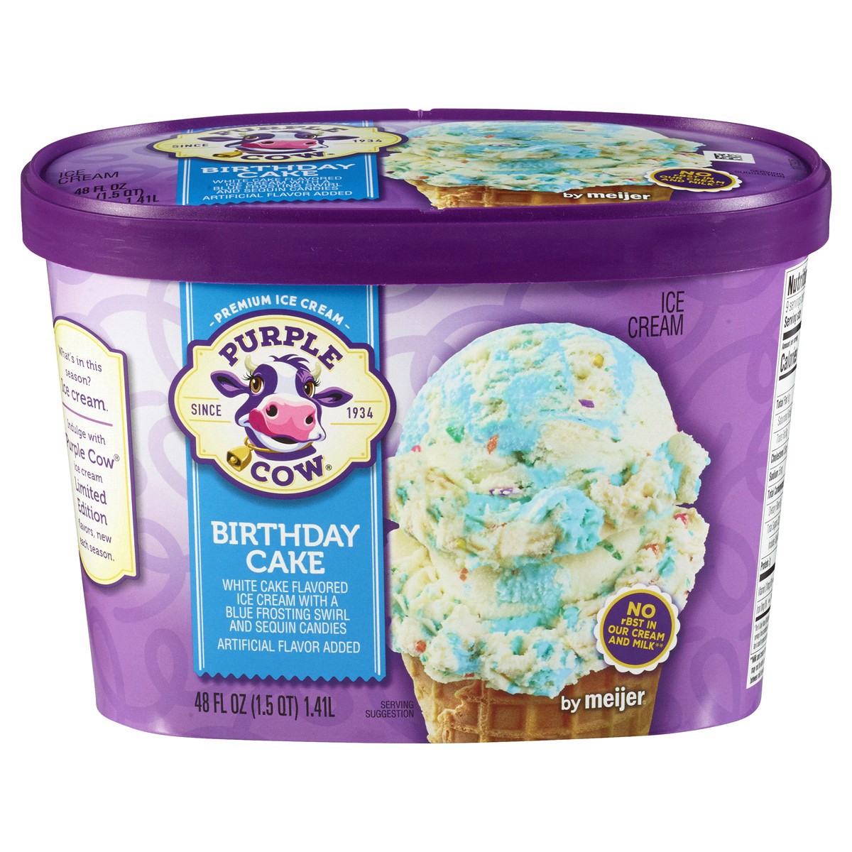 slide 1 of 9, Purple Cow Birthday Cake Ice Cream, 1.5 qt