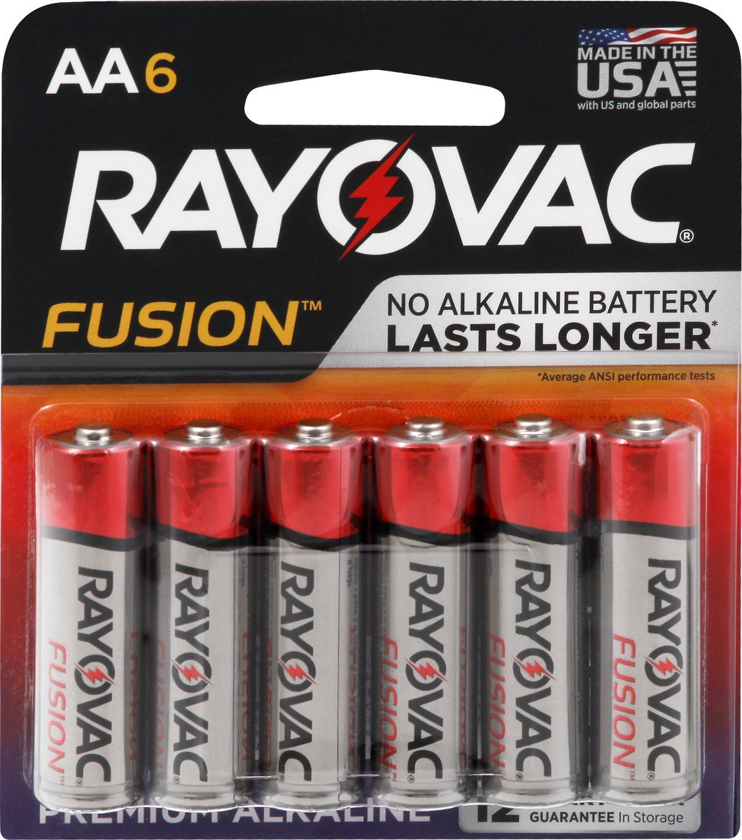 slide 8 of 9, Rayovac Fusion AA Batteries (6 Pack), Double A Alkaline Batteries, 6 ct