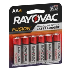 Rayovac Fusion AA Batteries (6 Pack), Double A Alkaline Batteries