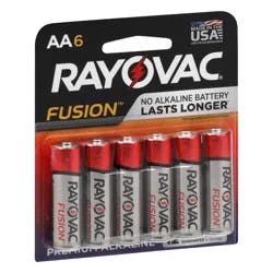 Rayovac Fusion AA Batteries (6 Pack), Double A Alkaline Batteries