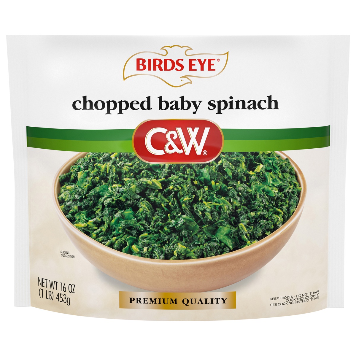 slide 1 of 1, Birds Eye C&W Chopped Baby Spinach, Frozen Vegetable, 16 OZ, 
