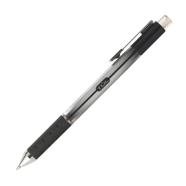slide 3 of 3, Tul Gl Series Retractable Gel Pens, Fine Point, 0.5 Mm, Silver Barrel, Black Ink, Pack Of 12 Pens, 12 ct