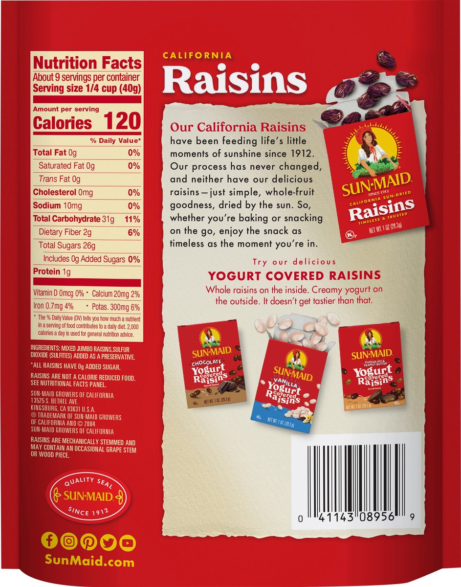 slide 3 of 3, Sun-Maid California Mixed Jumbo Raisins Resealable Stand-up 12oz Bag, 12 oz