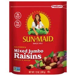 Sun-Maid California Mixed Jumbo Raisins Resealable Stand-up 12oz Bag