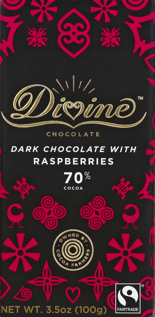 slide 4 of 5, Divine Dark Chocolate Bar With Raspberries, 3.5 oz