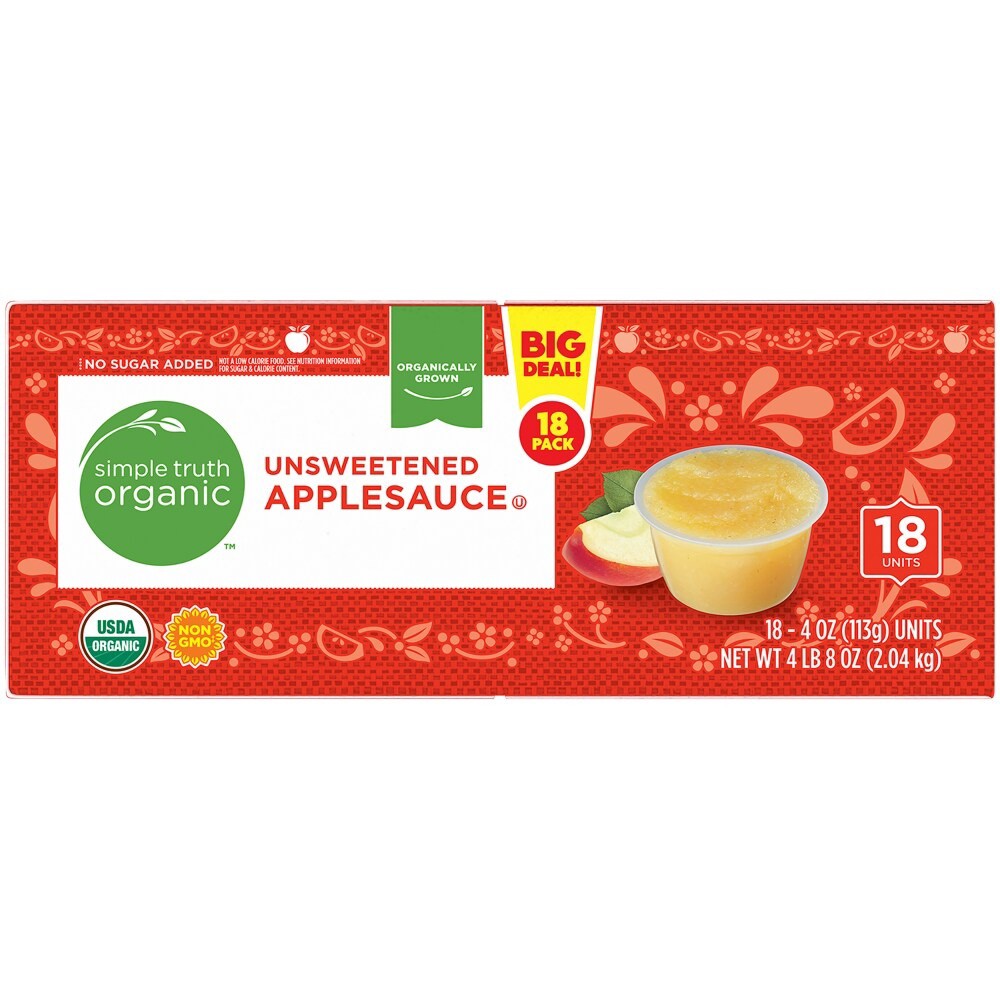 slide 2 of 4, Simple Truth Organic Unsweetened Apple Sauce, 18 ct; 4 oz