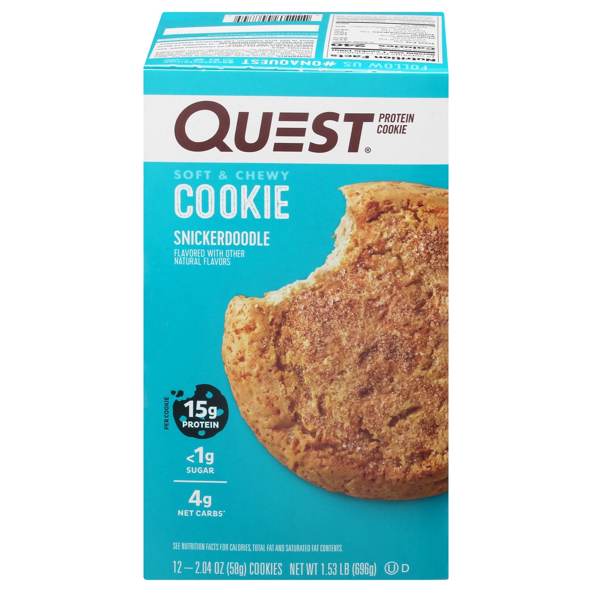 slide 1 of 1, Quest Protein Cookie - Snickerdoodle, 12 ct