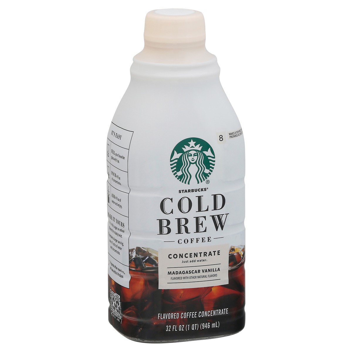 slide 8 of 9, Starbucks Cold Brew Coffee Concentrate, Naturally Flavored Madagascar Vanilla, 100% Arabica, Multi-Serve Bottle (32 Fl Oz), 32 fl oz