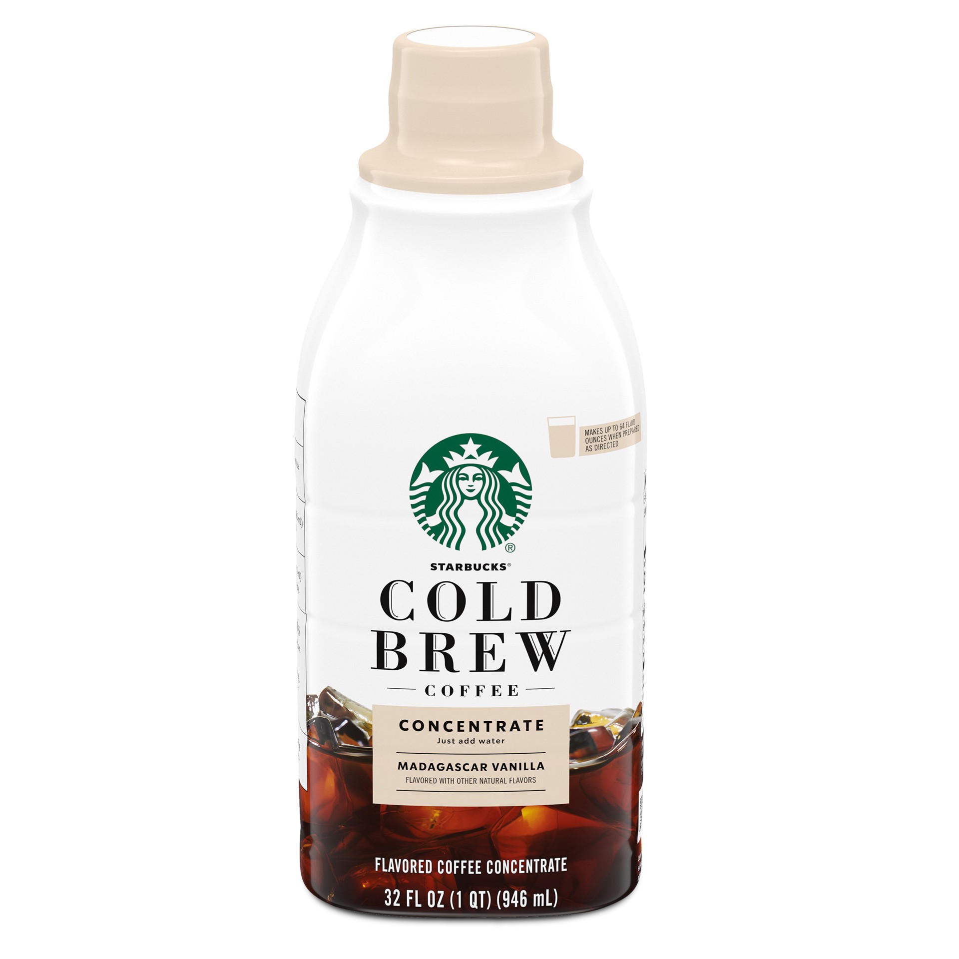 slide 1 of 9, Starbucks Cold Brew Coffee Concentrate, Naturally Flavored Madagascar Vanilla, 100% Arabica, Multi-Serve Bottle (32 Fl Oz), 32 fl oz