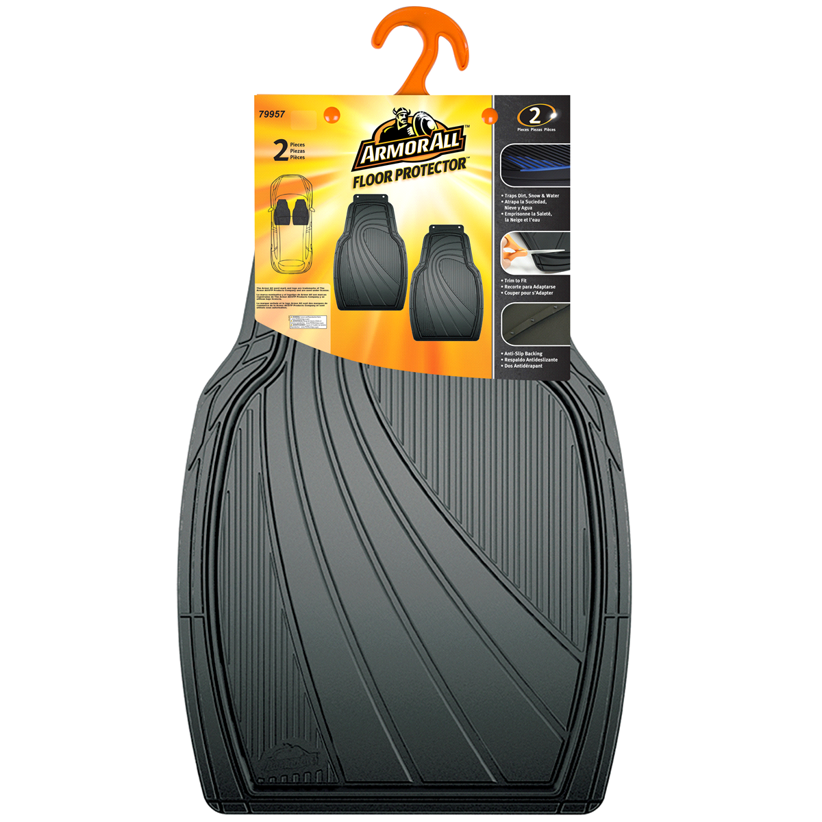 slide 1 of 1, Armor All Black Rubber Value Floor Mat, 2 ct