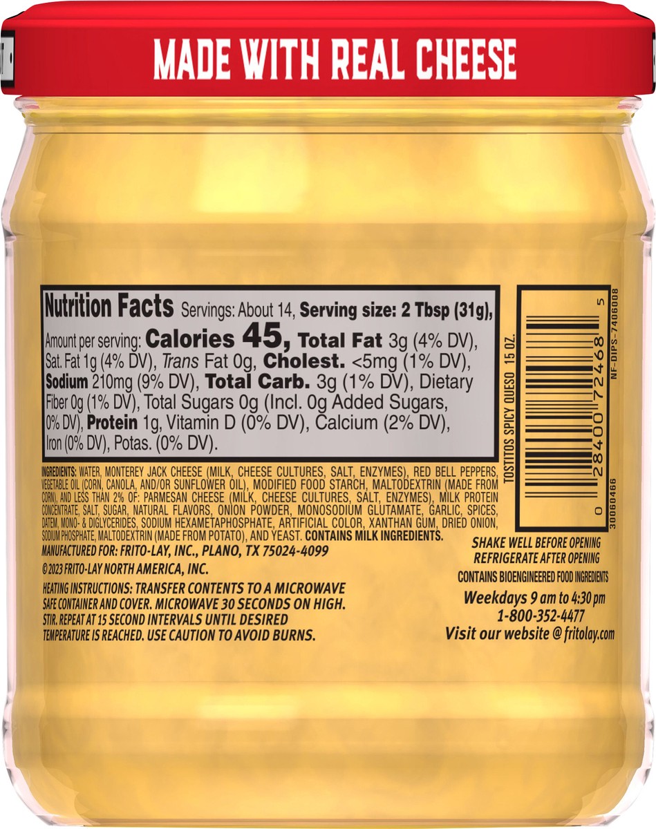 slide 2 of 14, Tostitos Dip Hot Spicy Queso Naturally & Artificially Flavored 15 Oz,