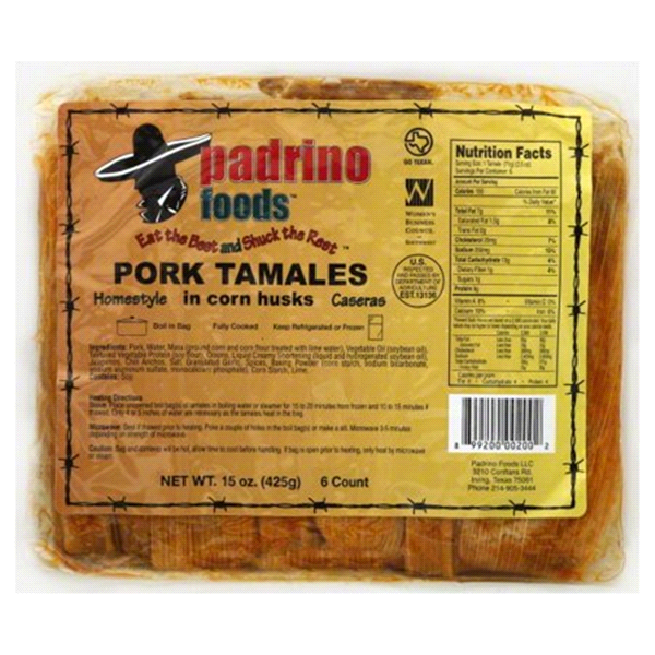 slide 1 of 1, Padrino Foods Padrino Tamales Pork, 15 oz