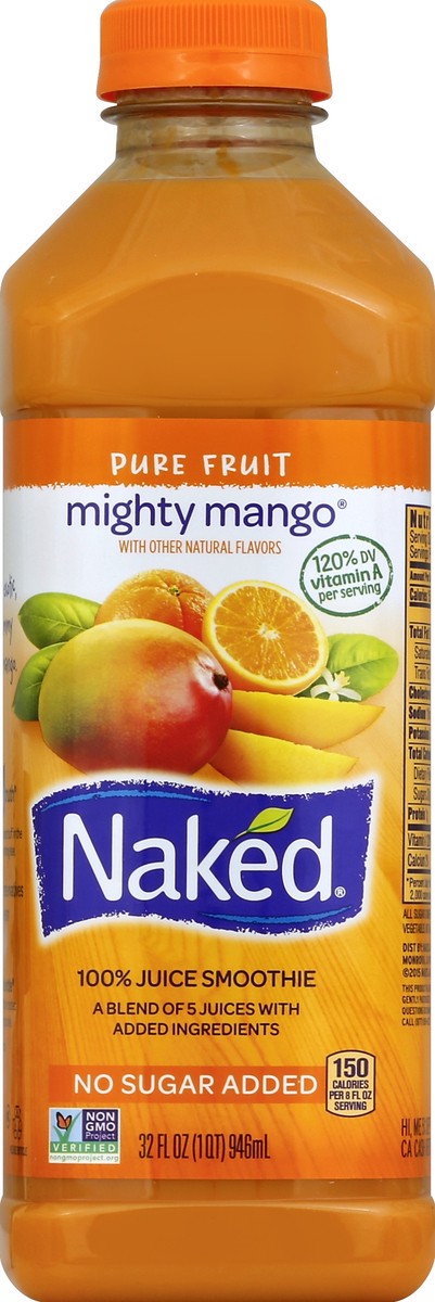 slide 4 of 4, Naked Mighty Mango All Natural Fruit Juice Smoothie, 32 oz
