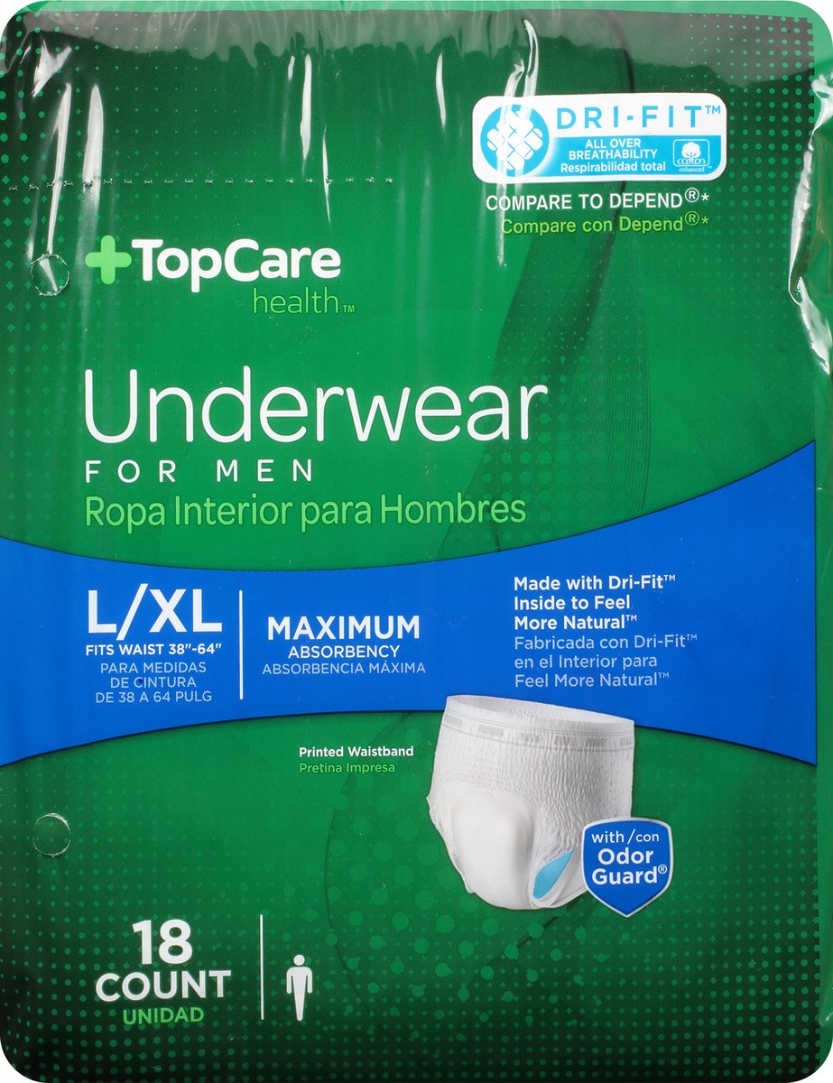 slide 13 of 16, TopCare Health Large/Extra Large Maximum Absorbency Underwear for Men 18 ea, 18 ct