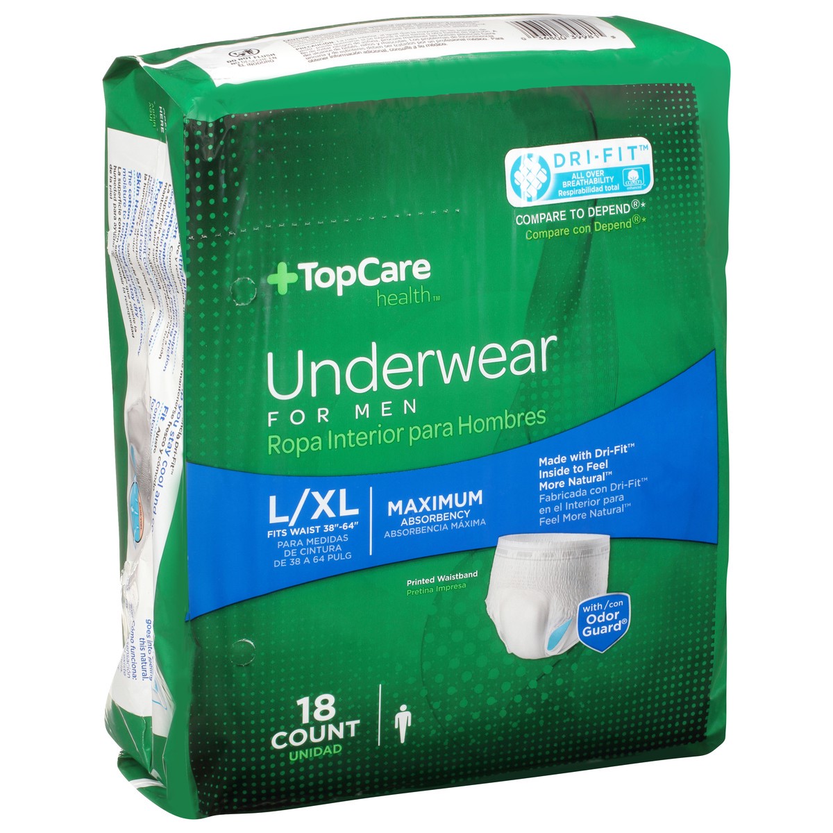 slide 2 of 16, TopCare Health Large/Extra Large Maximum Absorbency Underwear for Men 18 ea, 18 ct