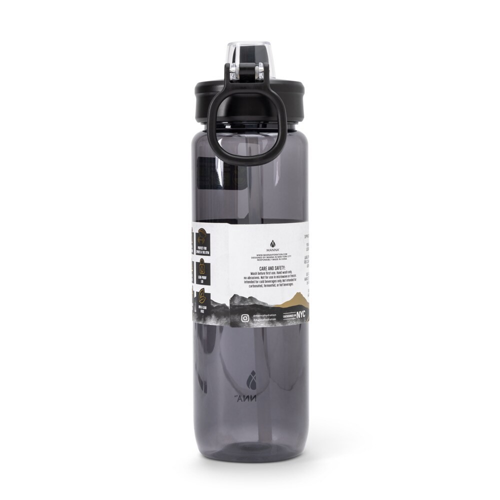 slide 3 of 4, Manna™ Push™ Lightweight Plastic Water Bottle - Black, 39 oz
