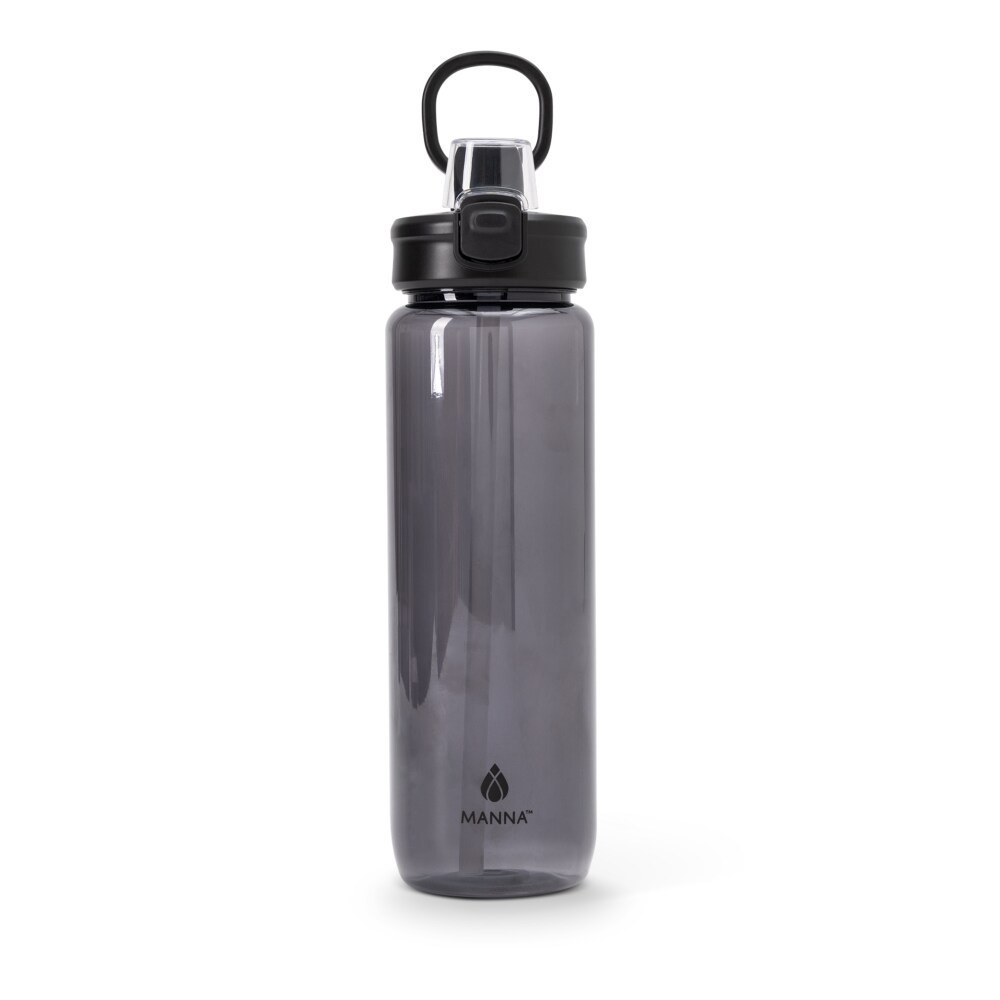 slide 2 of 4, Manna™ Push™ Lightweight Plastic Water Bottle - Black, 39 oz