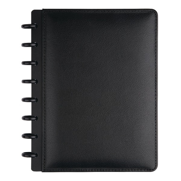 slide 1 of 6, TUL Custom Note-Taking System Discbound Notebook, Junior Size, Leather Cover, Black, 1 ct