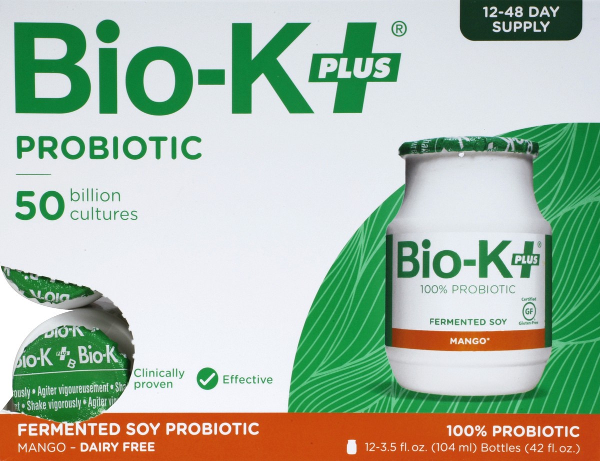 slide 4 of 4, Bio-K+ Probiotic, Fermented Rice, Mango, 12 ct