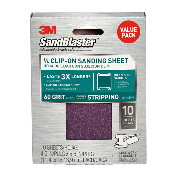 slide 1 of 1, 3M SandBlaster Palm Sander Sheets, 10 ct; 60 Grit