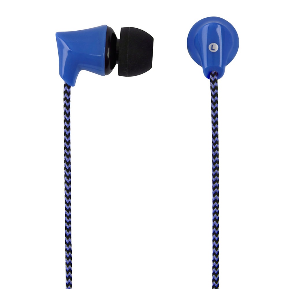 slide 1 of 1, Ativa Plastic Earbud Headphones With Braided Cable, Blue, 1258-2, 1 ct