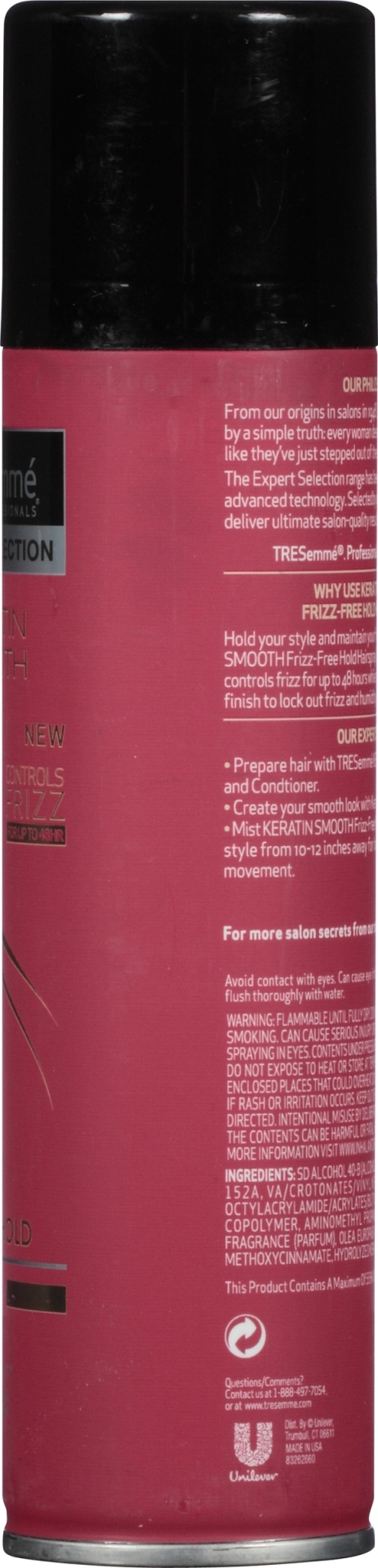 slide 3 of 5, TRESemmé Keratin Smooth Frizz Free Hold Hairspray, 7.7 oz