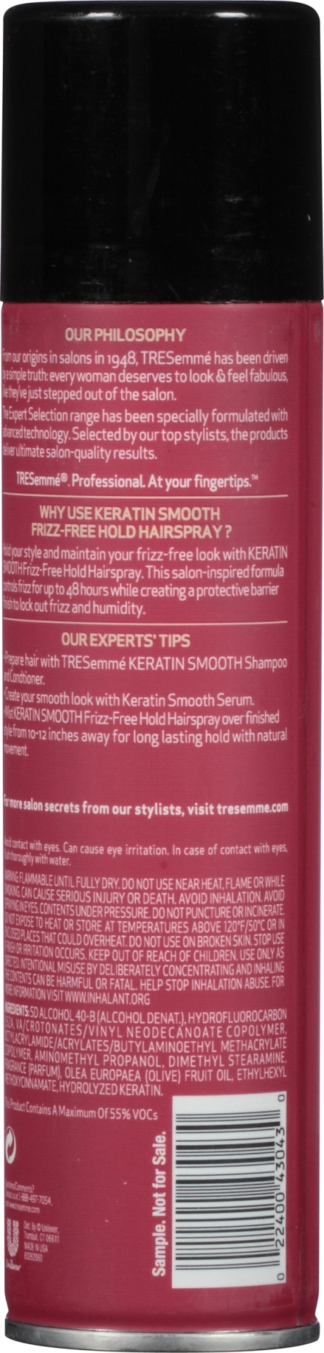 slide 4 of 5, TRESemmé Keratin Smooth Frizz Free Hold Hairspray, 7.7 oz