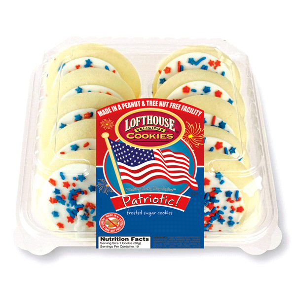 slide 1 of 1, Lofthouse White Frosted Sugar Cookies, Patriotic, 13.5 oz, 10 ct, 10 ct