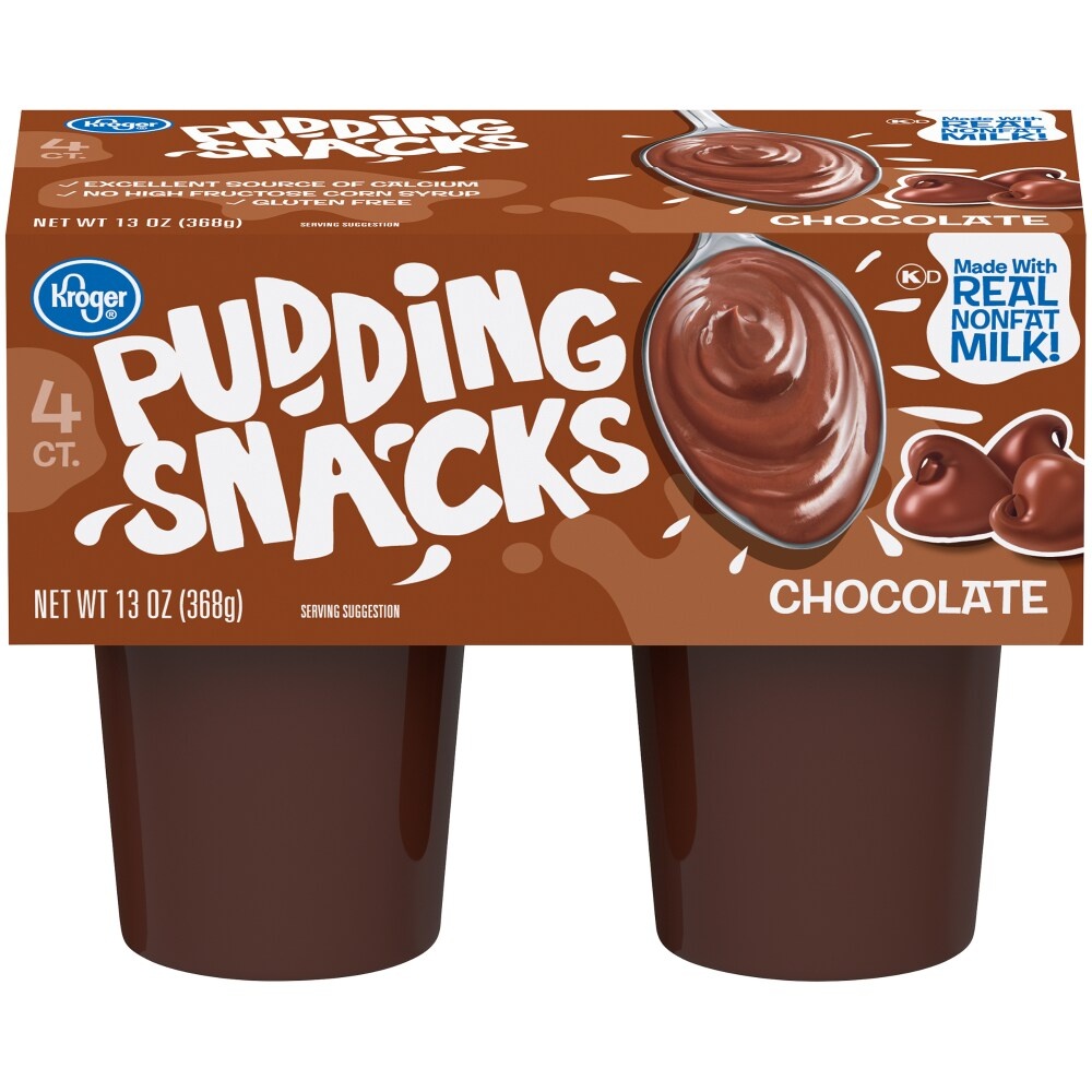 slide 1 of 1, Kroger Chocolate Pudding Snacks with Real Milk, 4 ct; 3.25 oz