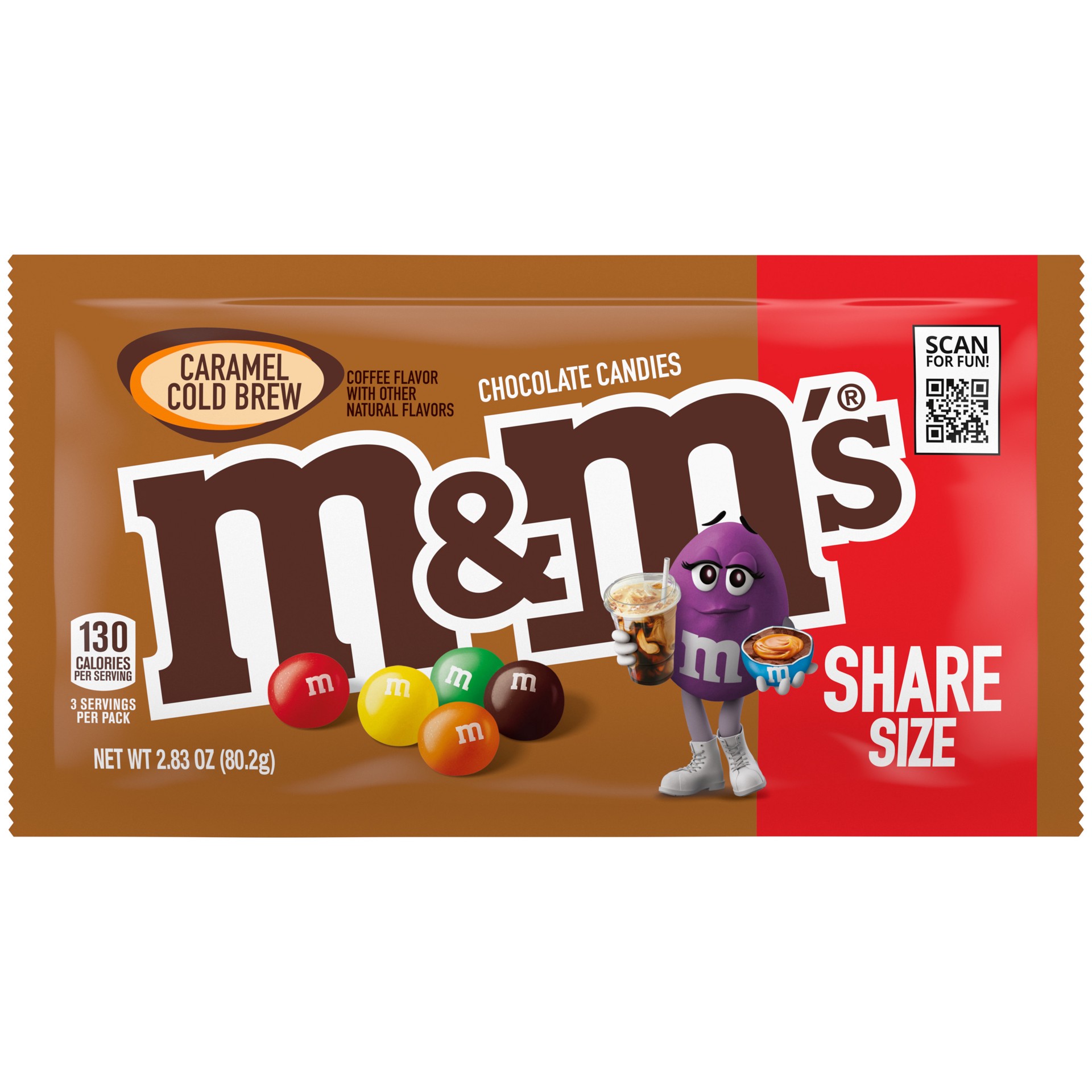 slide 1 of 1, M&M's Caramel Cold Brew Milk Chocolate Candy, Share Size, 2.83 oz Bag, 2.83 oz