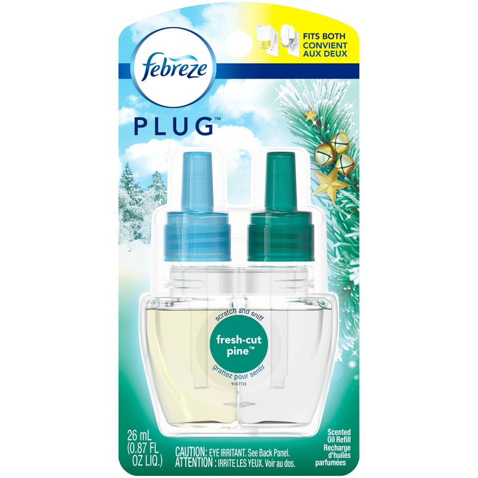 slide 1 of 2, Febreze Plug Air Freshener Scented Oil Refill, Fresh-Cut Pine, 1 ct