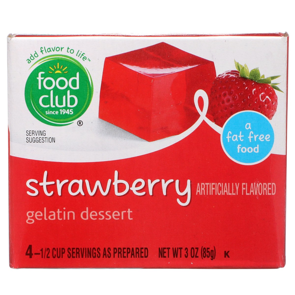 slide 8 of 9, Food Club Gelatin - Strawberry, 3 oz