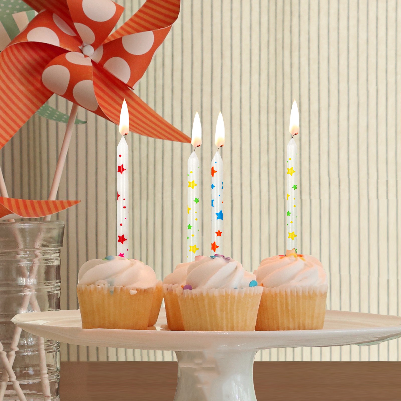 slide 2 of 4, Multicolored Stars Birthday Candles By Celebrate It, 1.375 in x 0.5 in x 3.625 in