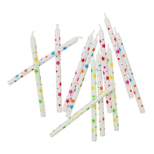 slide 1 of 4, Multicolored Stars Birthday Candles By Celebrate It, 1.375 in x 0.5 in x 3.625 in