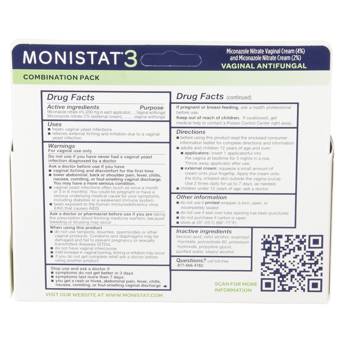 slide 3 of 3, Monistat Cure Itch Relief Vaginal Antifungal 3-Day Treatment Cream Combination Pack, 0.18 oz
