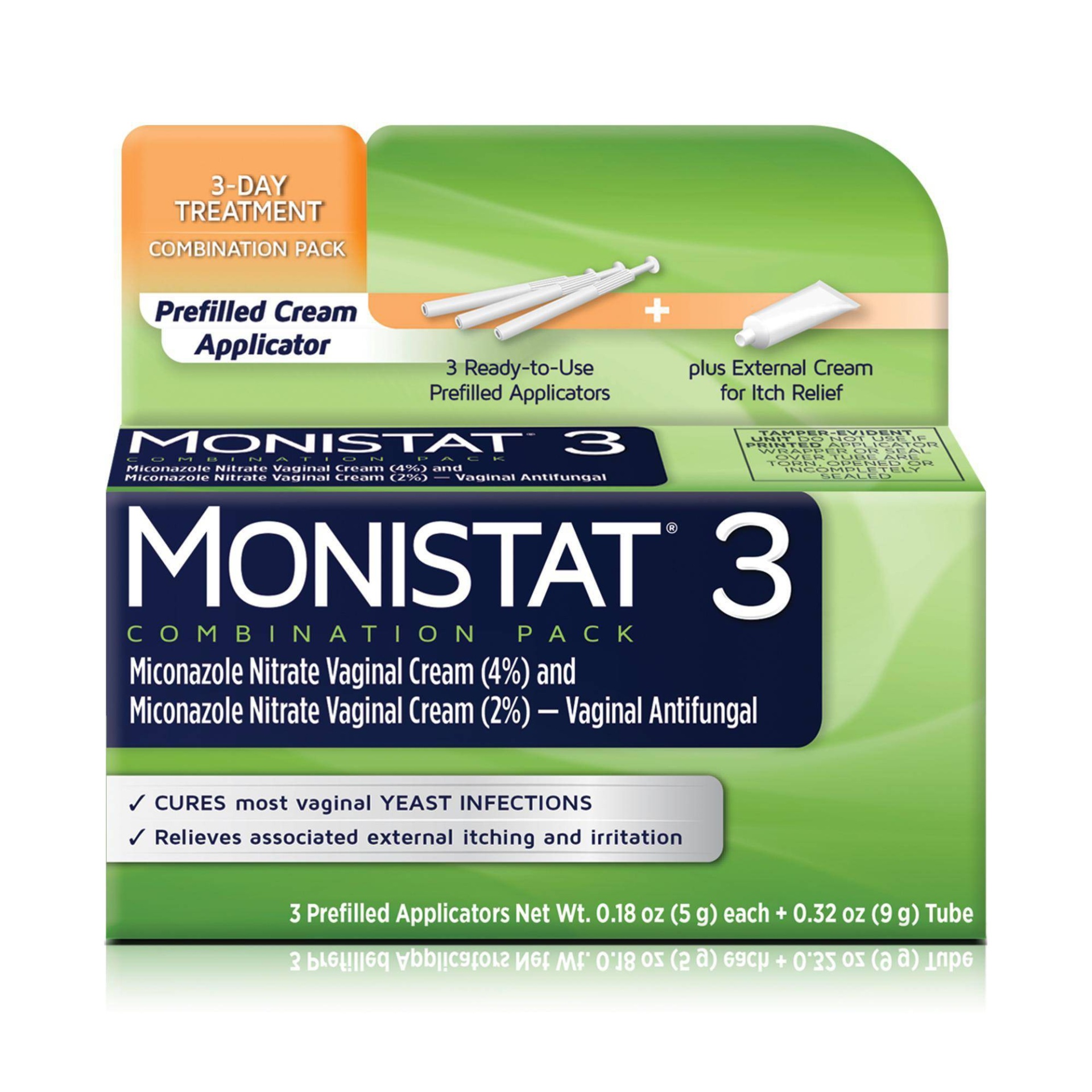 slide 1 of 3, Monistat Cure Itch Relief Vaginal Antifungal 3-Day Treatment Cream Combination Pack, 0.18 oz