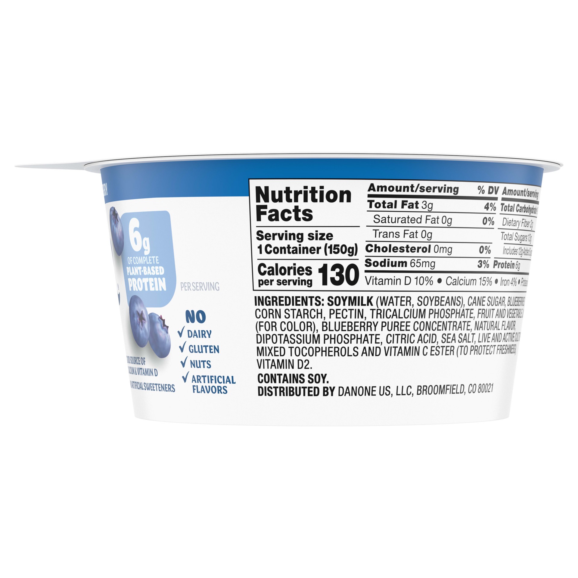 slide 4 of 5, Silk Blueberry Dairy Free, Soy Milk Yogurt Alternative, Smooth and Creamy Plant Based Yogurt with 6 Grams of Protein Per Serving, 5.3 OZ Container, 5.3 oz