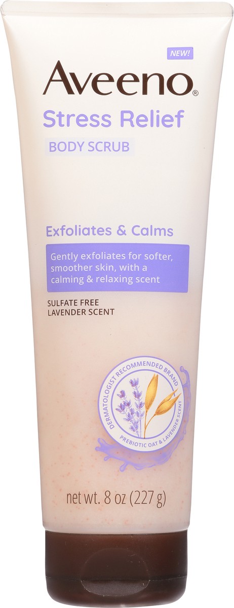 slide 5 of 9, Aveeno Stress Relief Exfoliating Body Scrub, Lavender Scent, 8 fl. oz, 8 oz