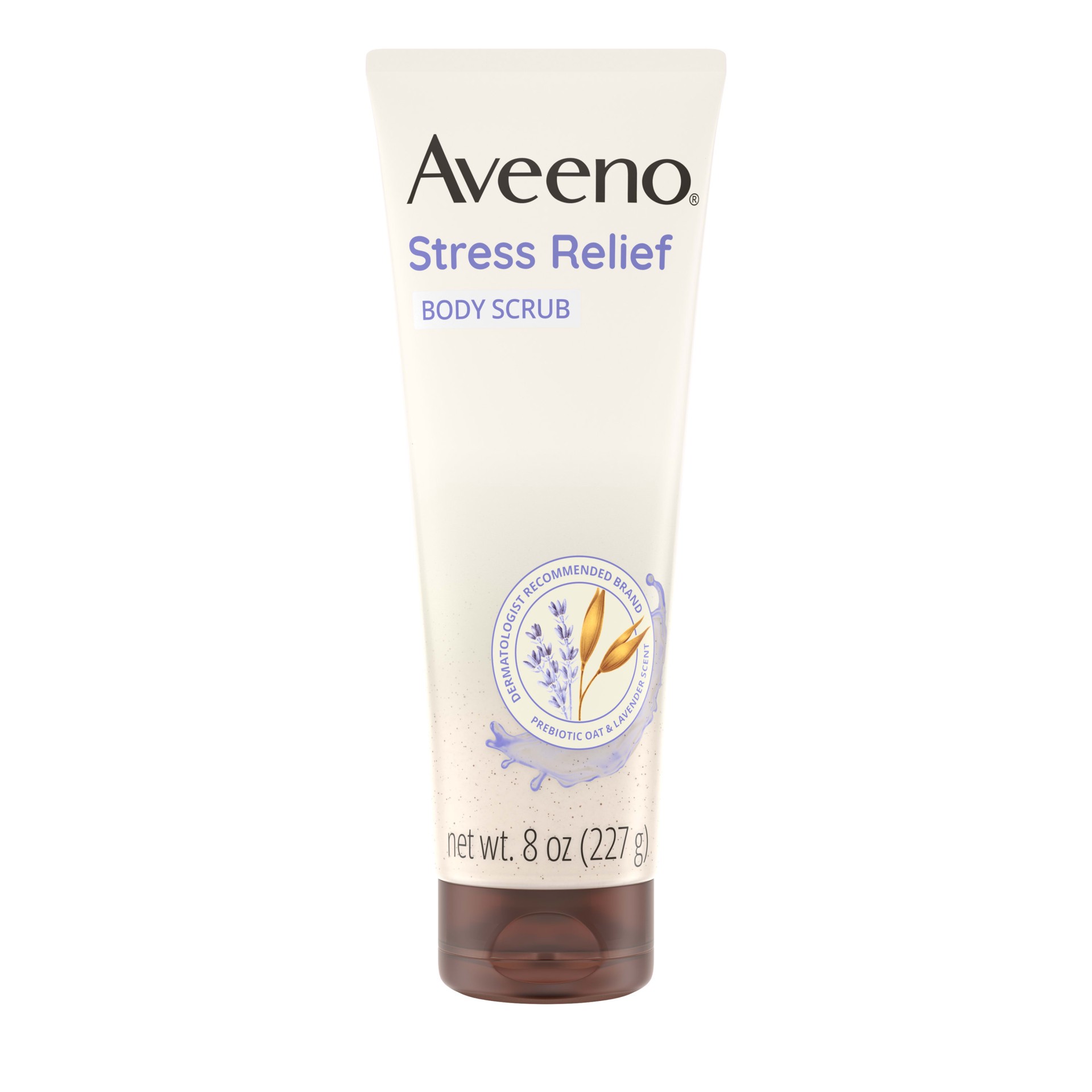 slide 1 of 9, Aveeno Stress Relief Exfoliating Body Scrub, Lavender Scent, 8 fl. oz, 8 oz