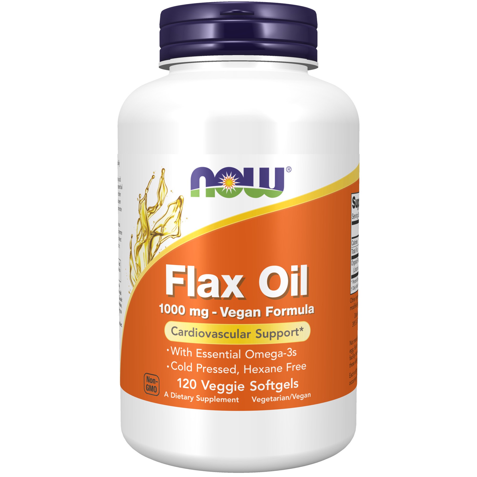 slide 1 of 4, NOW Flax Oil 1000 mg Vegan Formula - 120 Veggie Softgels, 120 ct