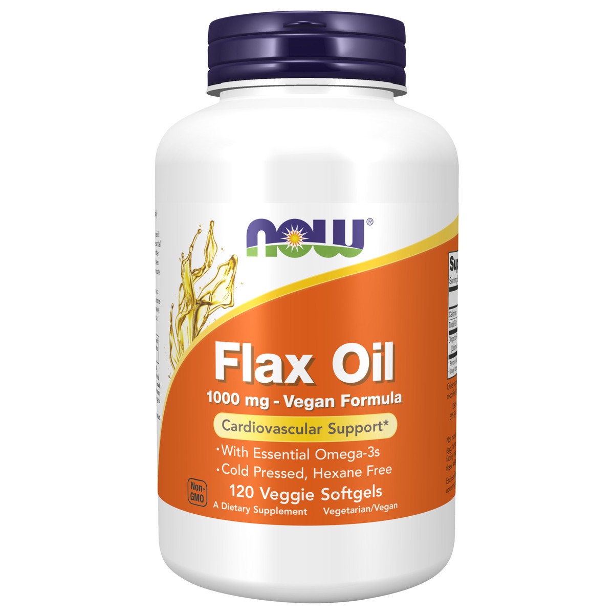 slide 1 of 4, NOW Flax Oil 1000 mg Vegan Formula - 120 Veggie Softgels, 120 ct