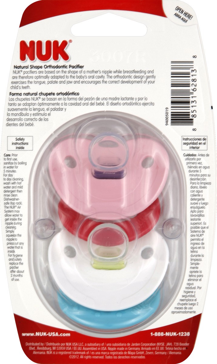 slide 6 of 6, NUK Orthodontic Natural Shape Pacifier (0-6 Months), Assorted Colors, 2 ct