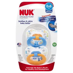 NUK Orthodontic Natural Shape Pacifier (0-6 Months), Assorted Colors
