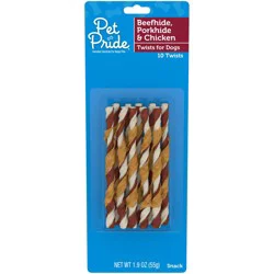 Pet Pride Pork Beef And Chicken Medium Rawhide Twists