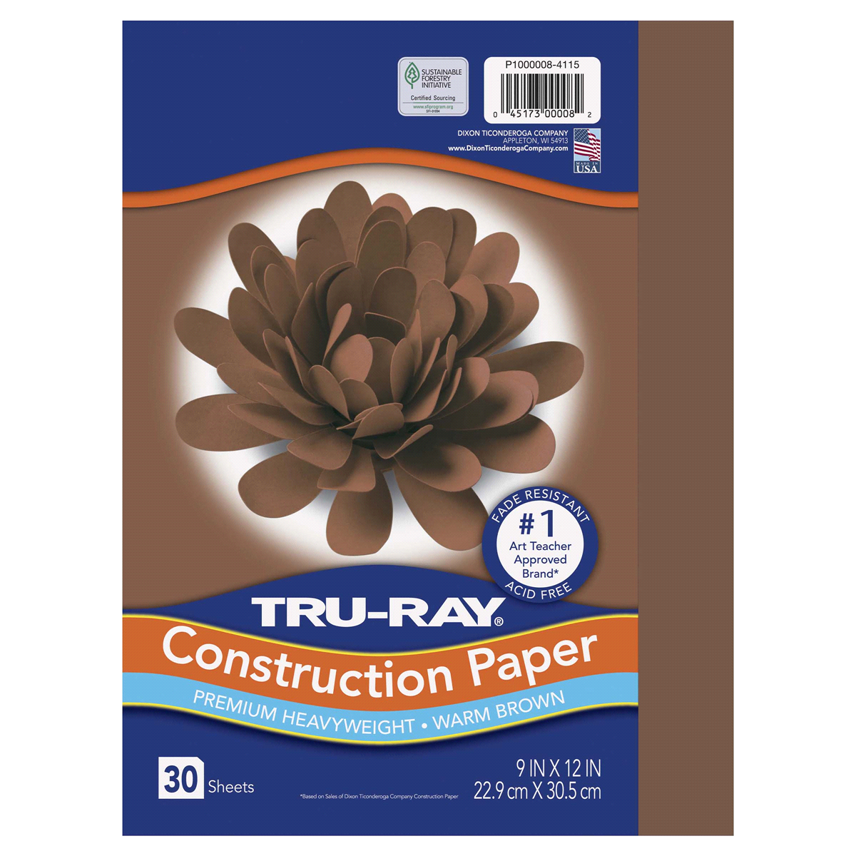 slide 1 of 1, Tru-Ray Construction Paper, Warm Brown, 9" x 12, 30 ct